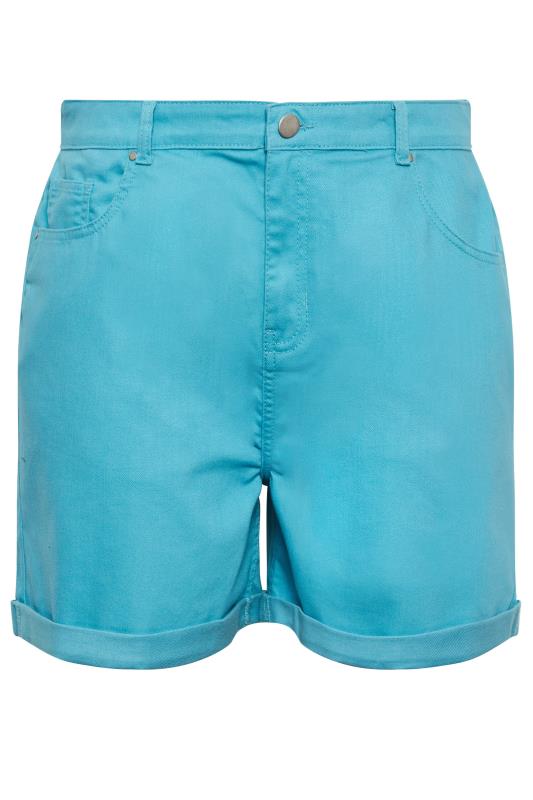 YOURS Plus Size Aqua Blue MOM Denim Shorts | Yours Clothing 6