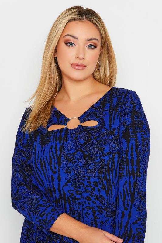 Plus Size Cobalt Blue Mixed Animal Print Swing Top | Yours Clothing 4
