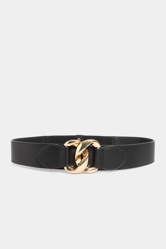 Black Double Ring Wide Stretch Belt | Yours Clothing 2