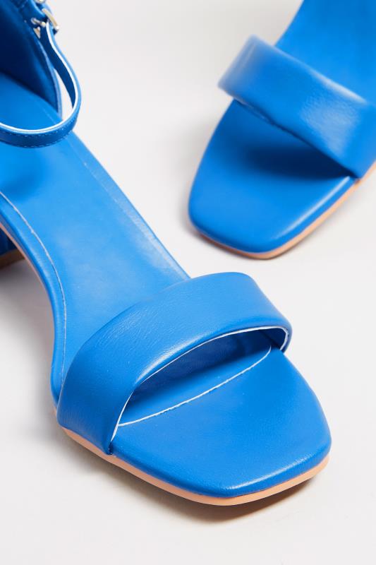 LTS Blue Faux Leather Block Heel Sandals In Standard Fit | Long Tall Sally 5