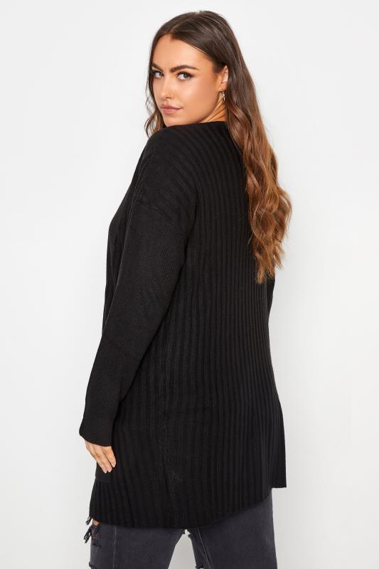 Plus Size Curve Black Soft Touch Ribbed Cardigan | Yours Clothing 3