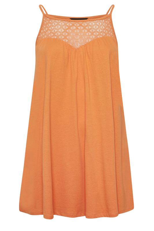YOURS Plus Size Orange Crochet Vest Top | Yours Clothing  5