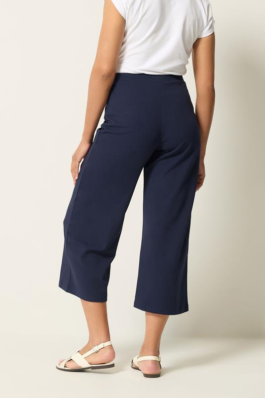 M&Co Navy Blue Military Button Cropped Trousers | M&Co 2