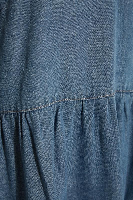 LTS Tall Blue Tiered Denim Midi Dress 5