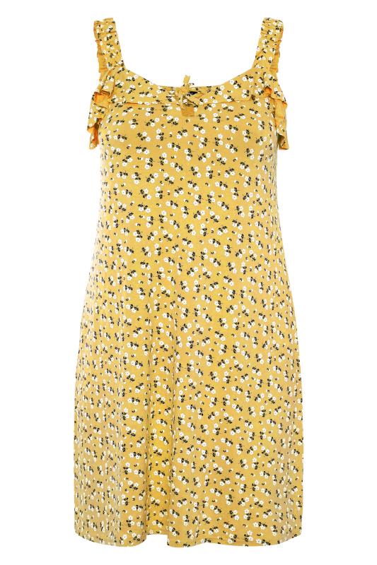 LIMITED COLLECTION Curve Yellow Floral Strappy Frill Dress_F.jpg