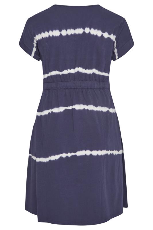 Plus Size Navy Blue Tie Dye Cotton T-Shirt Dress | Yours Clothing 7