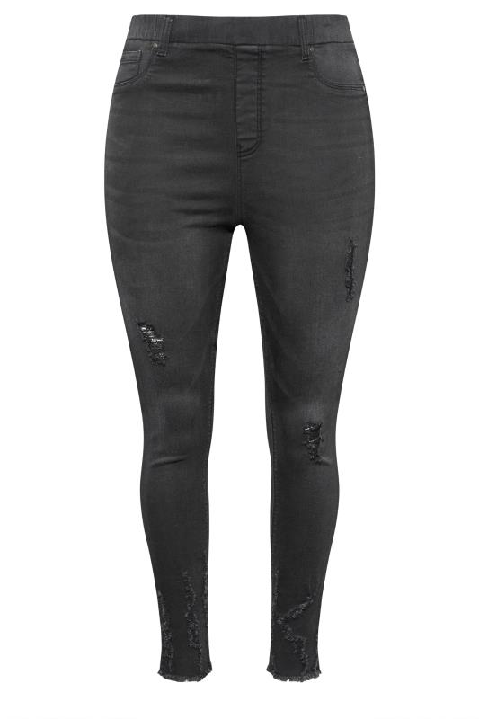 Plus Size Black Washed Cat Scratch GRACE Jeggings | Yours Clothing 6