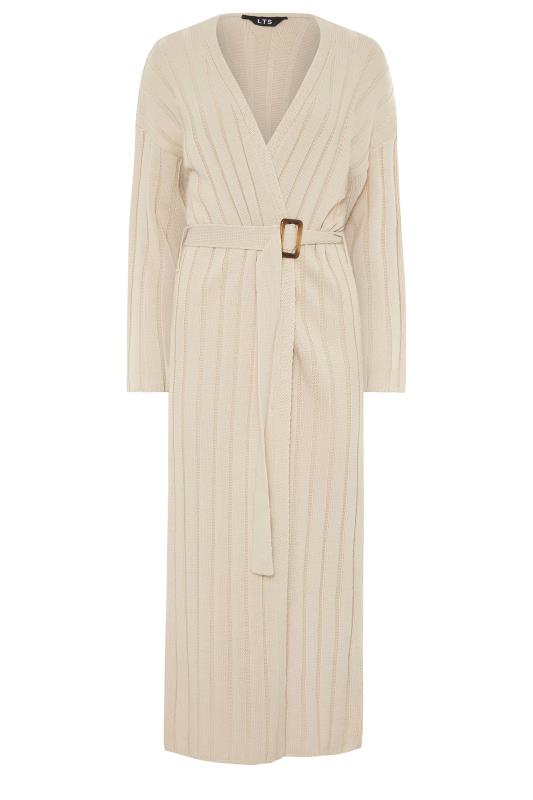 LTS Tall Cream Ribbed Belted Cardigan 6