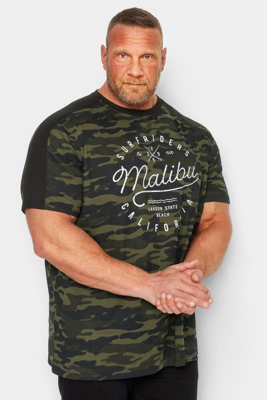 D555 Big & Tall Green 'Malibu' Camo Print T-Shirt | BadRhino 1