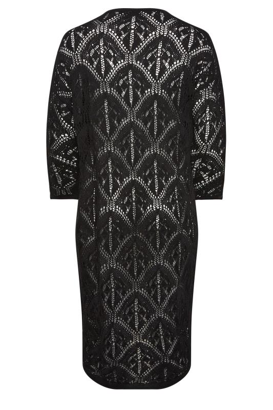 YOURS Plus Size Black Crochet Maxi Cardigan | Yours Clothing 7