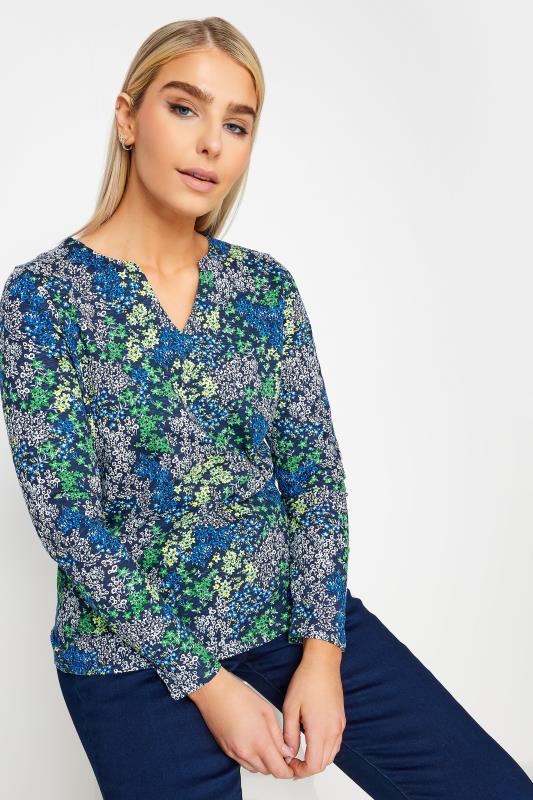 M&Co 2 Pack Blue Ditsy Floral Notch Neck Long Sleeve Tops | M&Co 2