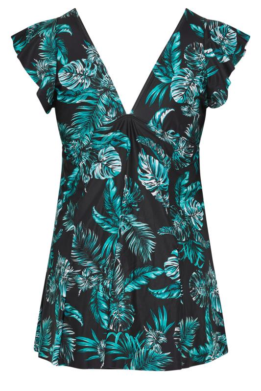 YOURS Plus Size Green Leaf Print Tummy Control Swim Dress | Yours Clothing 8