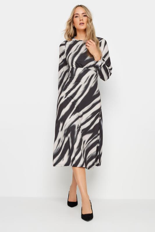 LTS Tall Women's Black Abstract Stripe Print Midi Dress | Long Tall Sally 2