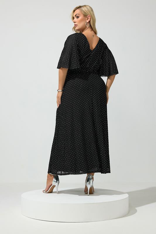 glitter wrap dress Yours London Women's Curve Black Mesh Size 12 Black sequin