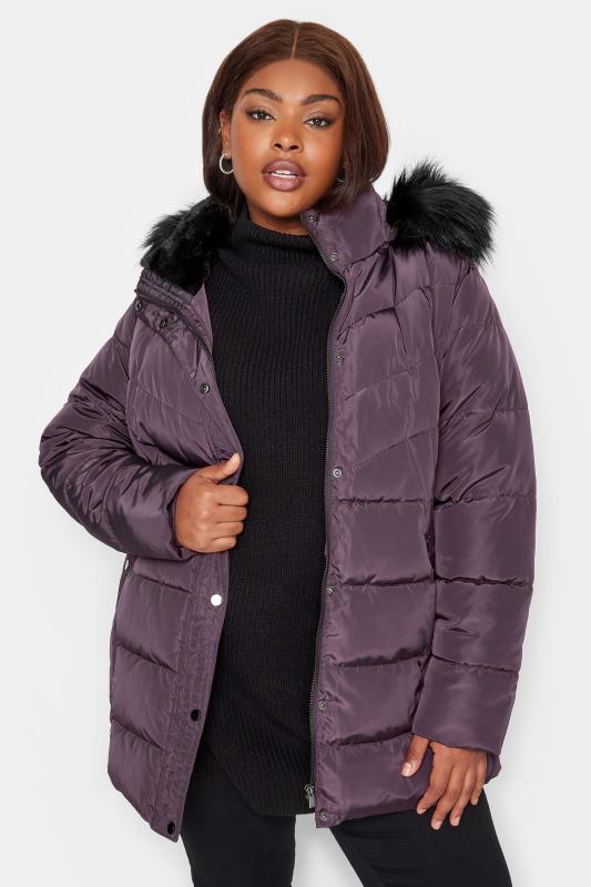 Plus Size  YOURS Curve Purple Puffer Coat