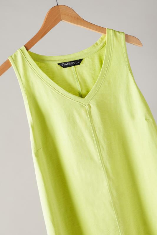 EVANS Plus Size Chartreuse Green Cotton Vest Top | Evans 7