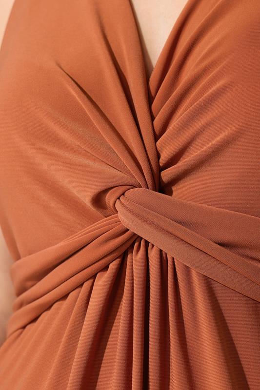 YOURS LONDON Plus Size Rust Orange Sleeveless Knot Front Top | Yours Clothing 4