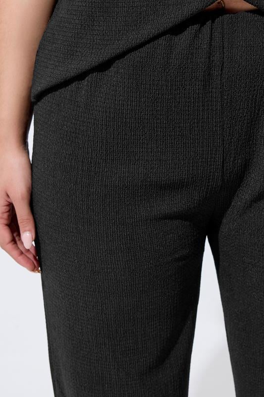 LIMITED COLLECTION Plus Size Black Crinkle Wide Leg Trousers | Yours Clothing 5