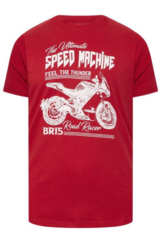 BadRhino Big & Tall Red 'Speed Machine' Motorcycle Print Short Sleeve T-Shirt | BadRhino 3