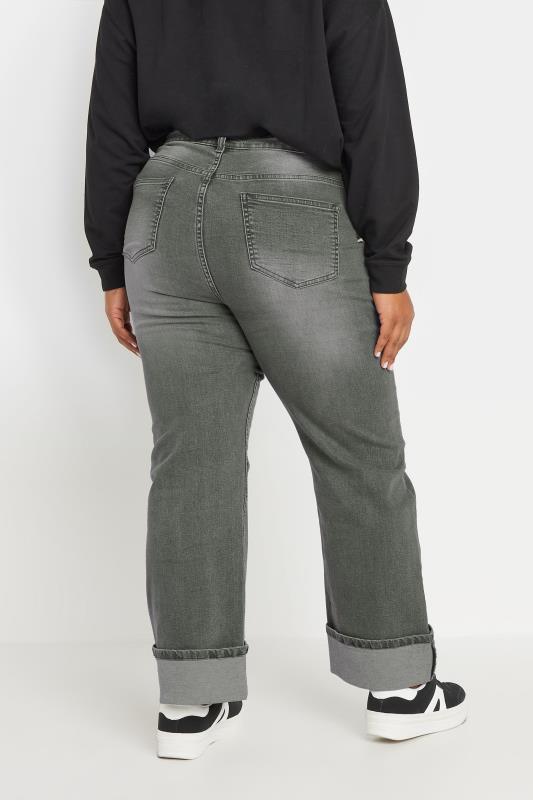 YOURS Plus Size Grey Wide Leg Turn Up Jeans | Yours Clothing  3