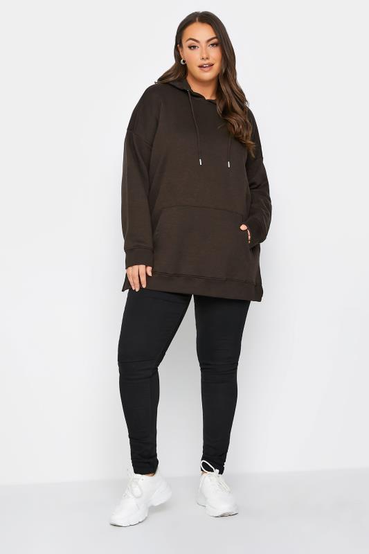 Plus Size Chocolate Brown Hoodie | Yours Clothing 2