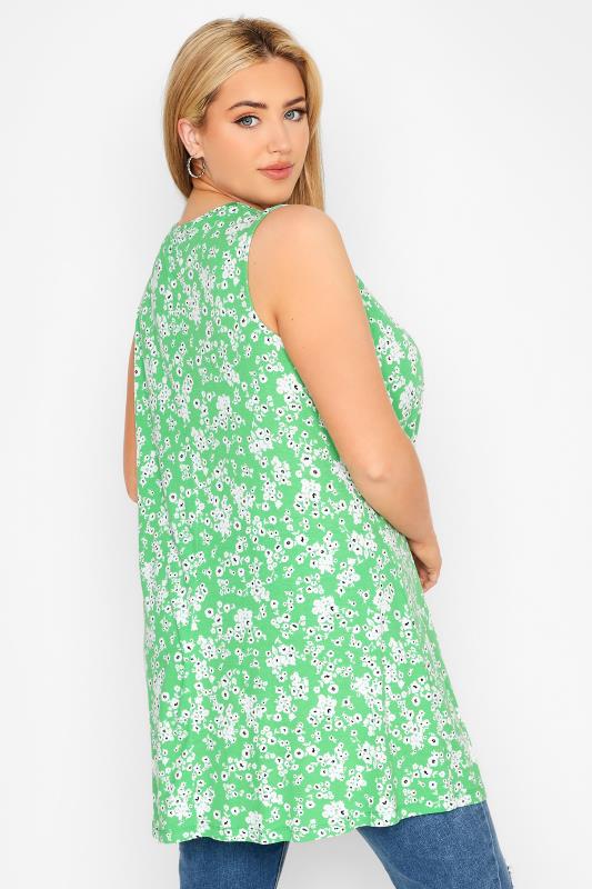 Plus Size Green Floral Swing Vest Top | Yours Clothing 3