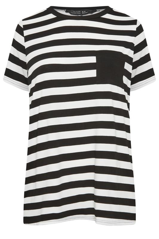 LIMITED COLLECTION Curve Plus Size Black Stripe Contrast Collar Stripe T-Shirt | Yours Clothing  6
