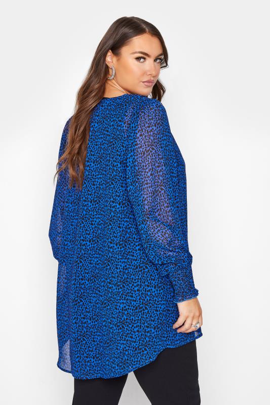 YOURS LONDON Blue Leopard Print Chiffon Shirt_C.jpg