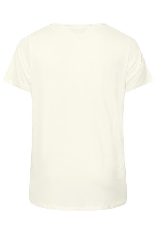 Curve White Embroidered Shoulder Detail T-Shirt 7