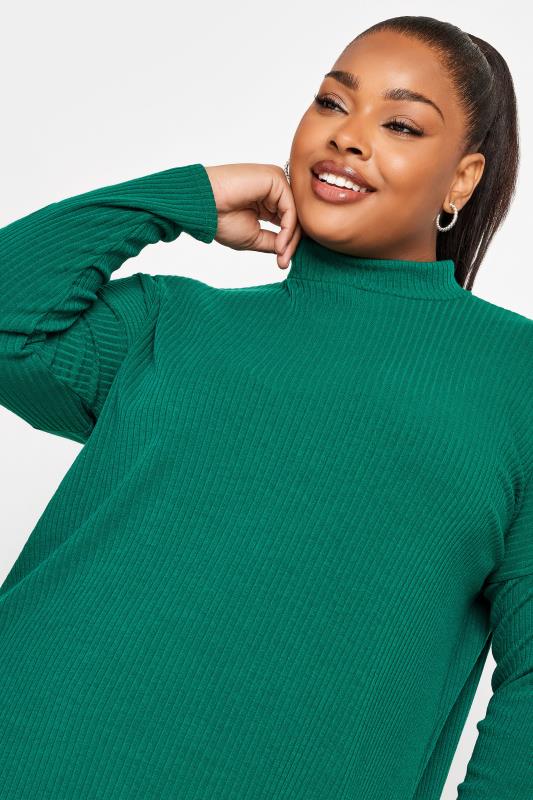 YOURS Plus Size Green Ribbed Turtle Neck Top | Yours Clothing 4