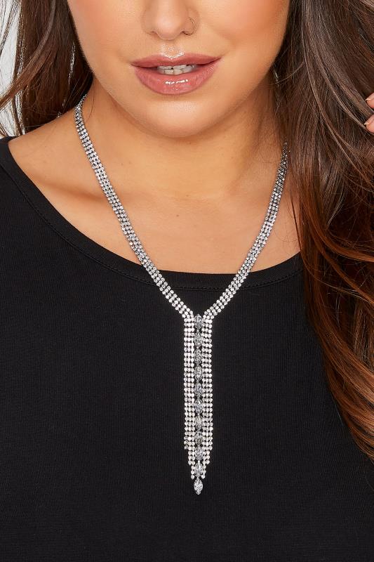 Silver Tone Diamante Necklace | Yours Clothing  1