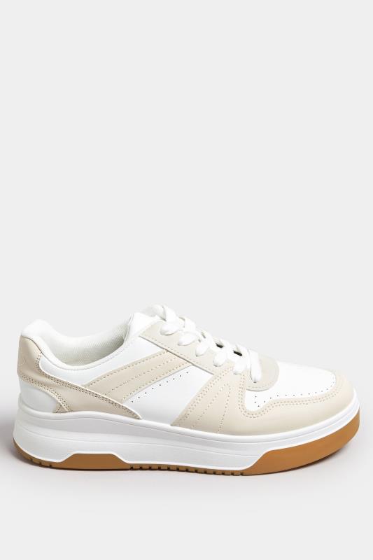 White & Beige Brown Chunky Trainers In Extra Wide EEE Fit | Yours Clothing 3