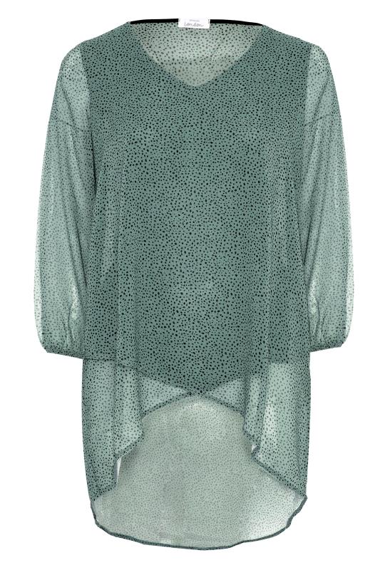 Plus Size YOURS LONDON Green Dalmatian Print Wrap Blouse | Yours Clothing 6