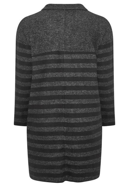 YOURS LUXURY Curve Black Stripe Open Collar Soft Touch Dress | Yours Clothing 9