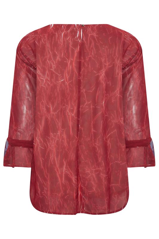 YOURS Curve Red Abstract Bell Sleeve Blouse | Yours Clothing  7