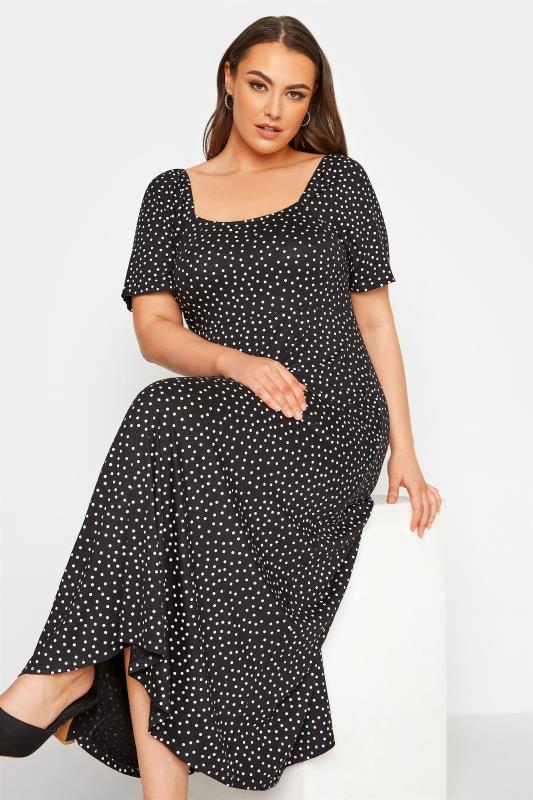LIMITED COLLECTION Curve Black Spot Print Maxi Dress 4