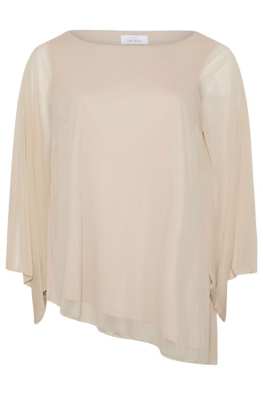 YOURS LONDON Plus Size Natural Brown Long Sleeve Asymmetrical Blouse | Yours Clothing 6