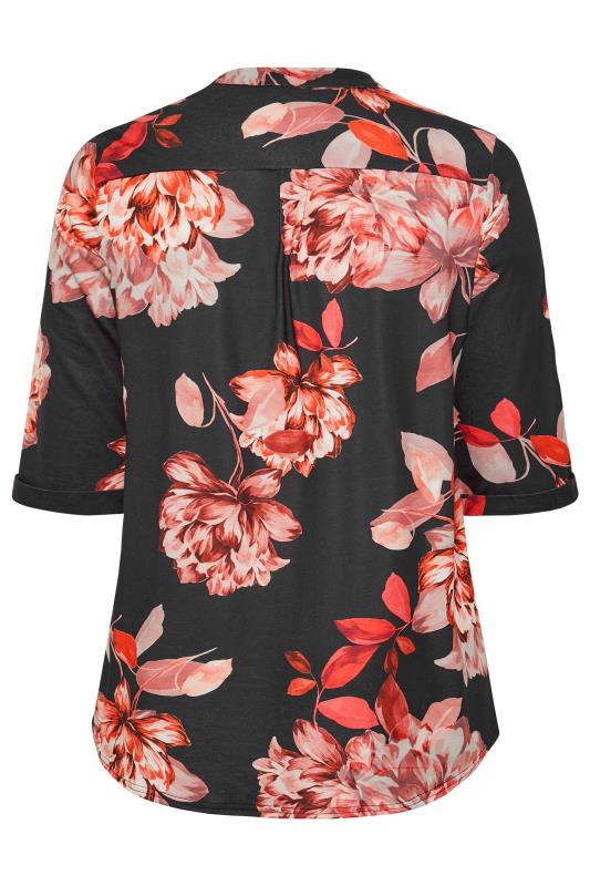 Curve Red & Pink Floral Half Placket Blouse | Yours Clothing 7