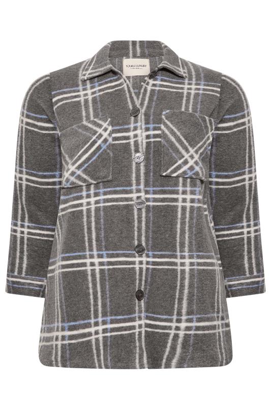 YOURS LUXURY Plus Size Grey Check Felted Shacket | Yours Clothing 7