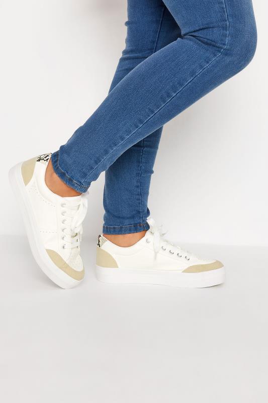 White Canvas High Top Trainers In Wide Fit Women | Yours Clothing