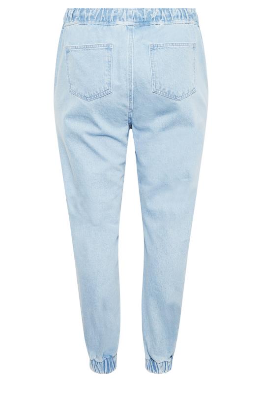 YOURS Plus Size Bleach Blue Ripped Jogger Jeans | Yours Clothing 6