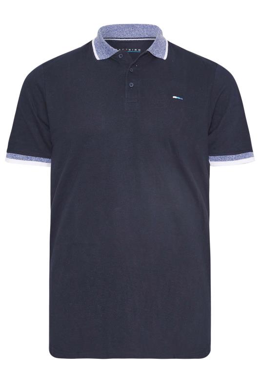 BadRhino Navy Blue Contrast Collar Polo Shirt | BadRhino 2