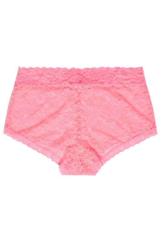 YOURS Curve Coral Pink Floral Lace Shorts | Yours Clothing  5