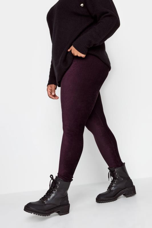  Grande Taille YOURS Curve Burgundy Red Cord Stretch Leggings