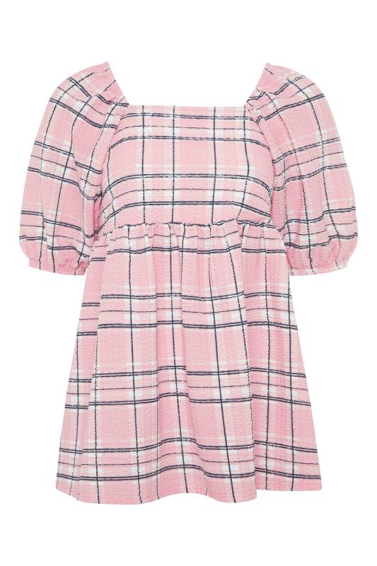 LIMITED COLLECTION Curve Pink Check Milkmaid Top 6
