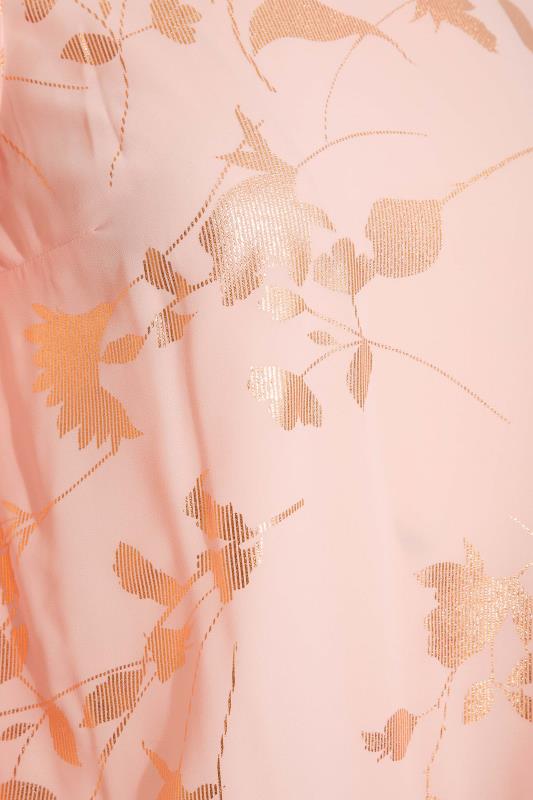 Petite Pink Floral Foil Detail Blouse | PixieGirl  5