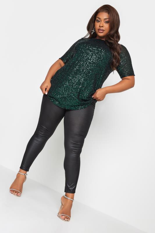 YOURS LONDON Plus Size Gold Sequin Swing Top | Yours Clothing 2