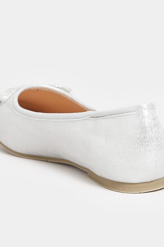 Silver Shimmer Ballerina Pumps In Wide E Fit & Extra Wide EEE Fit | Yours Clothing 4