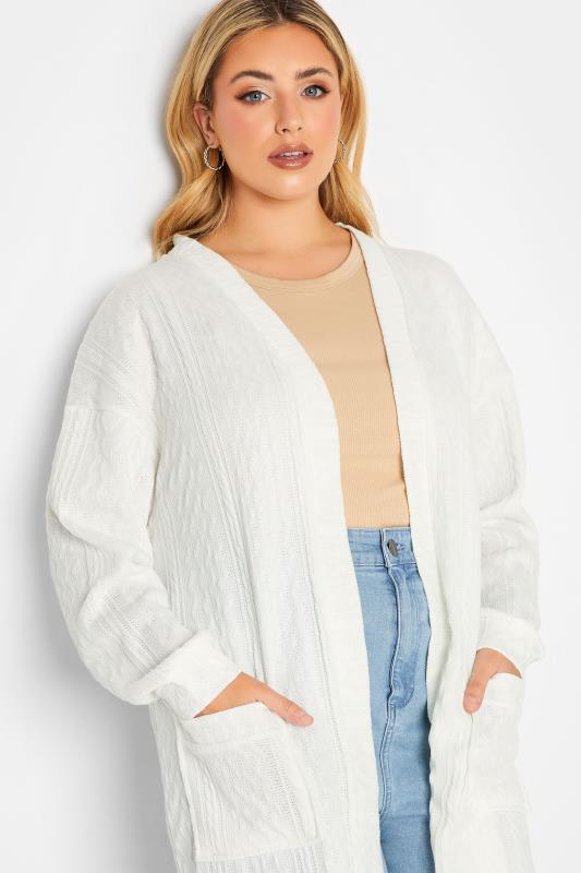 YOURS LUXURY Plus Size White Soft Touch Cable Knit Cardigan | Yours Clothing 2