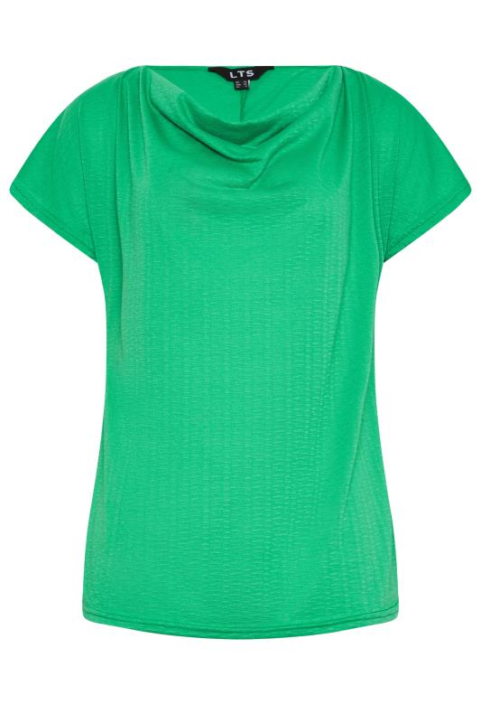 Plus Size  LTS Tall Green Textured Cowl Neck Top